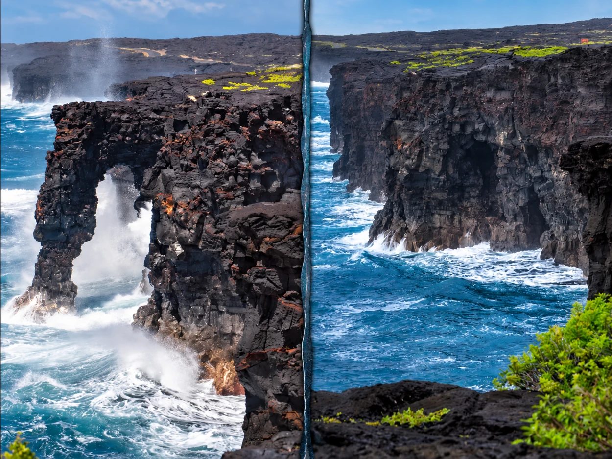 Арка Hōlei Sea Arch на Гавайях: до і після