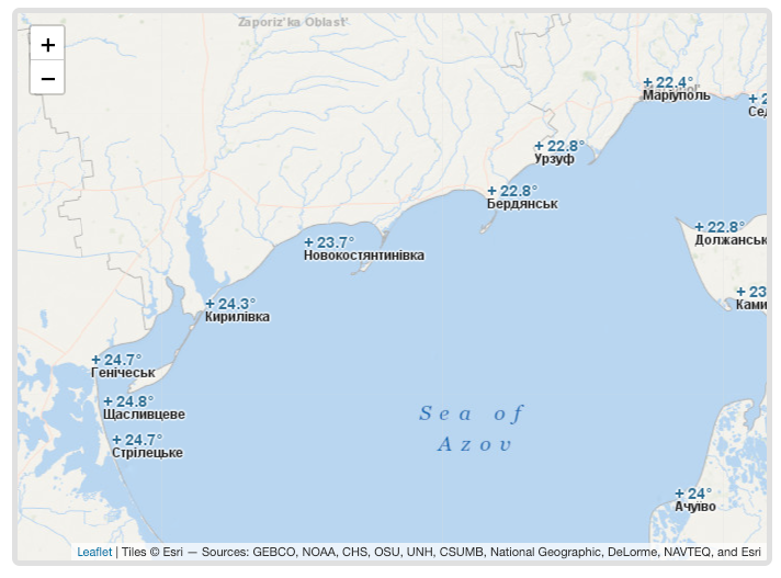 Азовське, як завжди, тепліше на 1-2°C