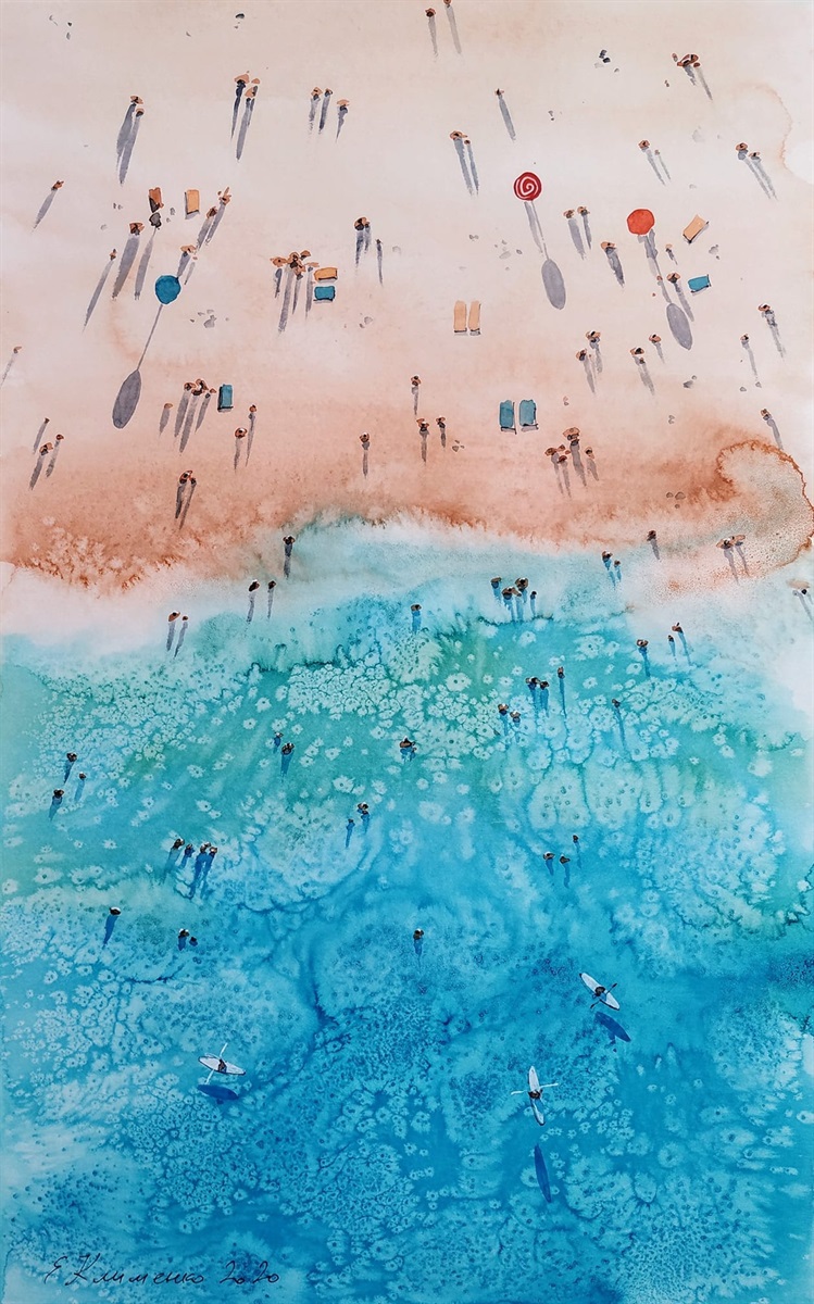 Акварельный рисунок моря
