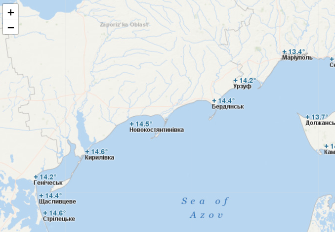 температура воды Азовское море октябрь 2020
