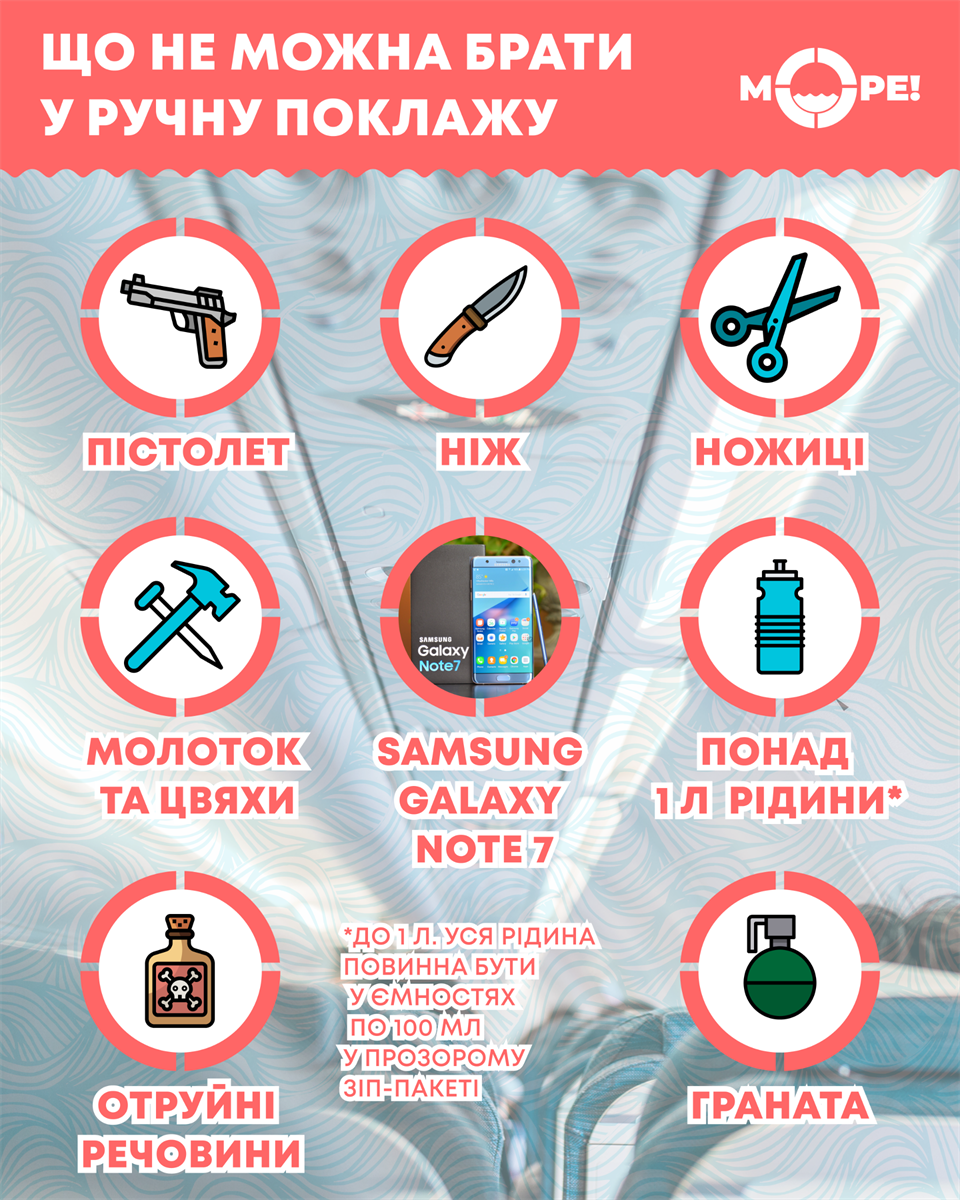 ручная кладь запрещенные предметы инфографика