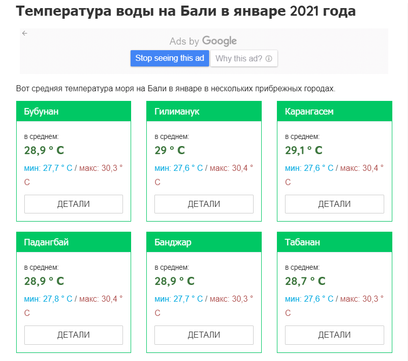 температура воды на Бали