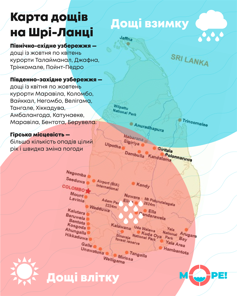 Карта дождей Шри-Ланка