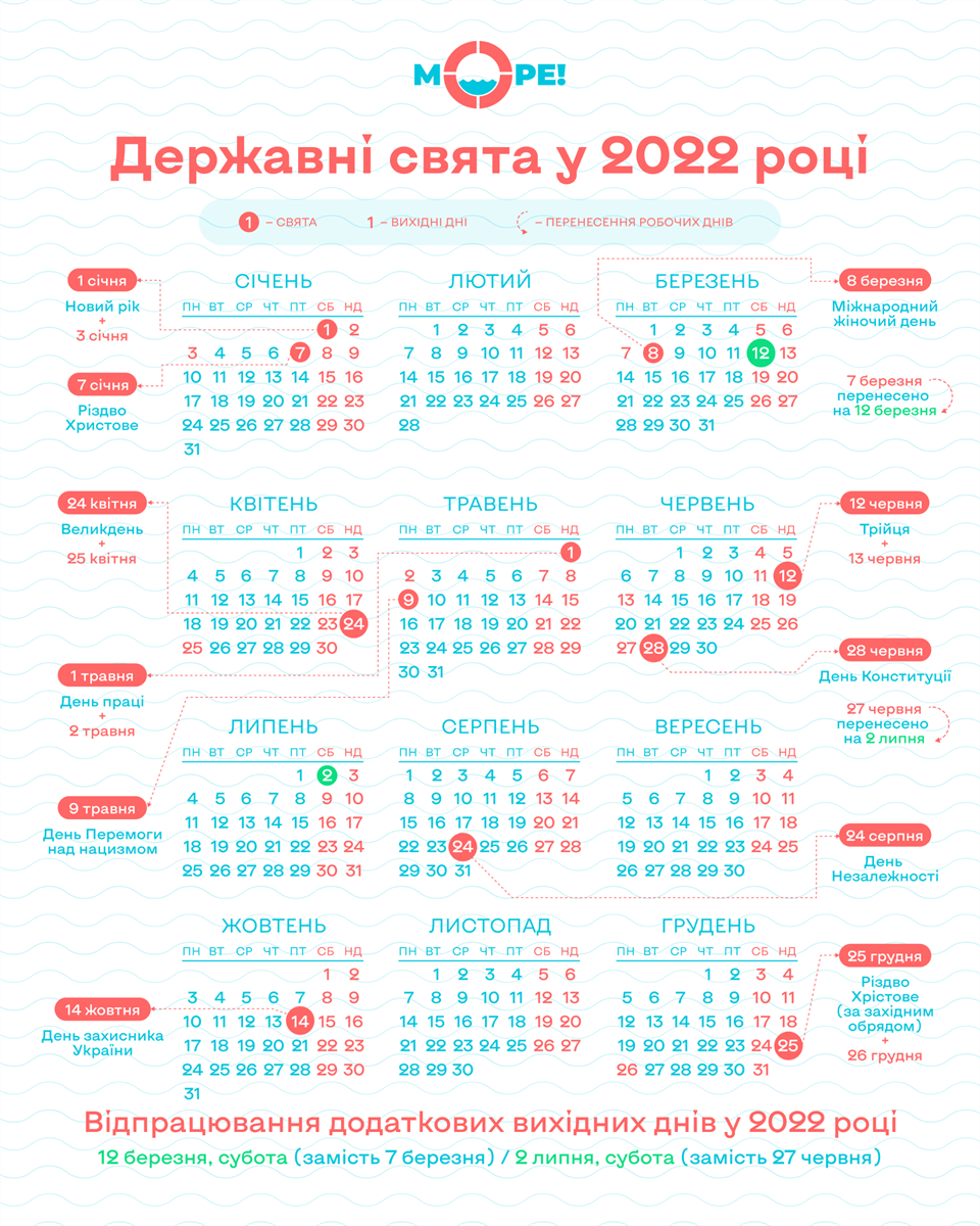 державні вихідні 2022