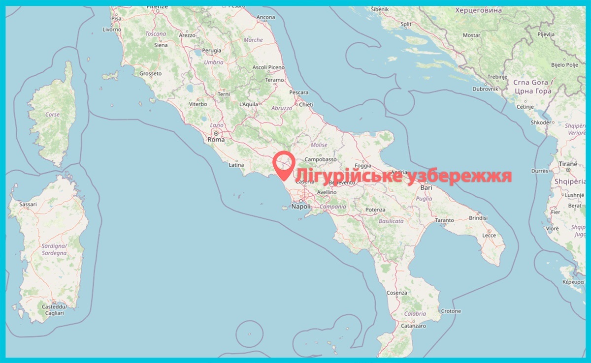 карта Лігурійське узбережжя