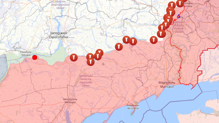 Тимчасово окуповані території Запорізької області станом на 5 березня 2024 року.