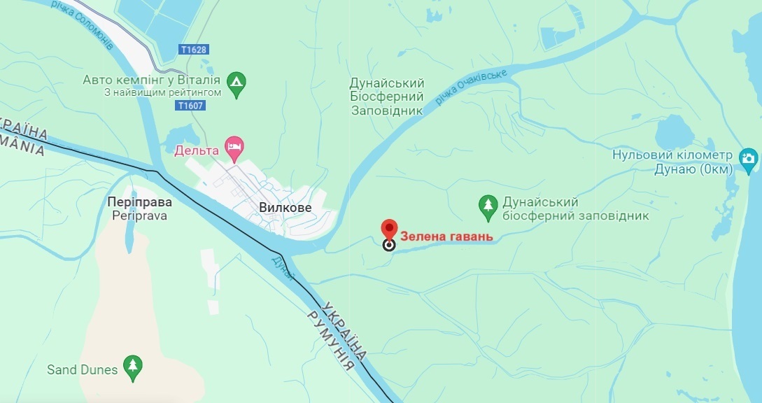 Туристична стоянка «Зелена гавань» на карті