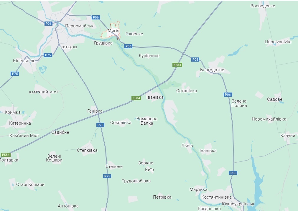 Село Мигія на карті