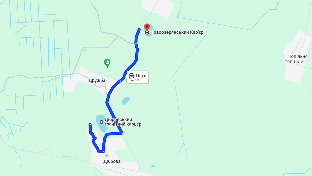Новоозерянський кар'єр на карті