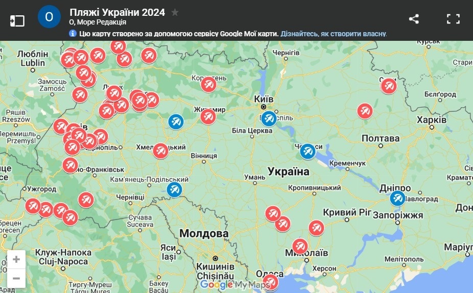 Карта пляжів України